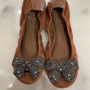 Tory Burch Eddie Crystal Bow Flats